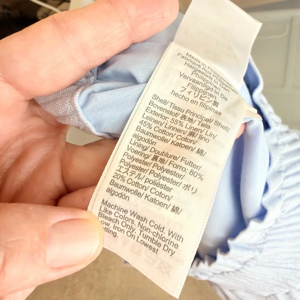 J. Crew Skirt Blue 2X Elastic Waist Linen Cotton Blend Casual Summer Plus Size
